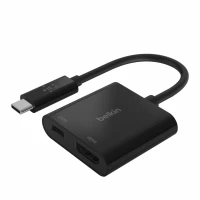 BELKIN USB- C to HDMI+ CHARGE ADAPTER- ADAPTADOR de VÍDEO- 24 PIN USB- C MACHO PARA HDMI, USB- C( ALIMENTAÇÃO APENAS) FÊMEA- PRETO- SUPORTE de 4K, USB POWER DELIVERY( 60W)