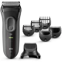 Braun Series 3 3000BT Shave&Style Máquina de barbear com lâminas que se adaptam ao contorno do rosto Aparador Cinzento