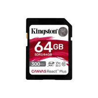 KINGSTON SDCARD 64GB CANVAS REACT PLUS SDXC UHS-II 300R/260W U3 V90