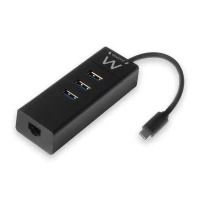 EWENT HUB USB-C 3 PORT+ 1 PORT GIGABIT LAN USB POWERED