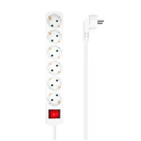 Regleta con Interruptor Aisens A154-0535/ 6 Tomas de Corriente/ Cable 1.4m/ Blanco