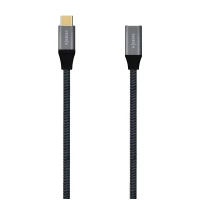 Cable Alargador usb 3.1 Tipo-c Aisens A107-0635 20gbps 5a 100w/ usb Tipo-c Macho - usb Tipo-c Hembra/ 1m/ Gris