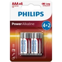 Philips power alkaline lr03p6bp/10 pilha bateria descartável aaa alcalino