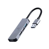Gembird 4-port USB hub 1 x USB 3.1 + 3 x USB 2.0 Com fios USB 3.2 Gen 1 (3.1 Gen 1) Type-C Prateado